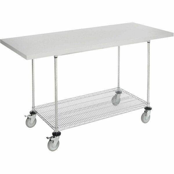 Global Industrial Chrome Wire Mobile Workbench, 72 x 30in, Laminate Square Edge 252325